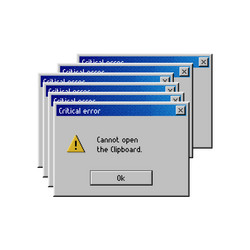 error window cannot open clipboard popup message vector image