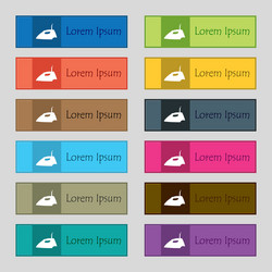 Iron icon sign set of twelve rectangular colorful vector