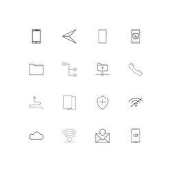 Network and database simple linear icons set vector