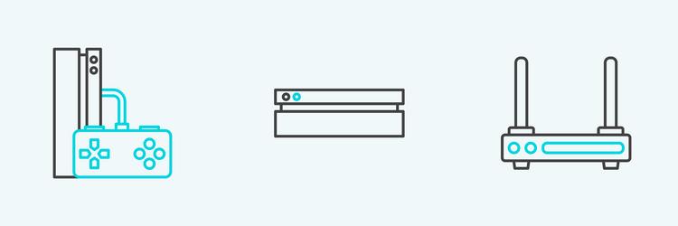 set line router and wi-fi signal game console vector image