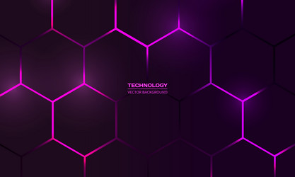Dark Violet Hexagonal Tech Background vector image