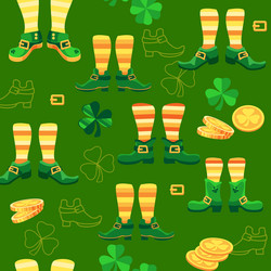Saint Patricks Day Seamless Pattern Leprechaun Vector Image