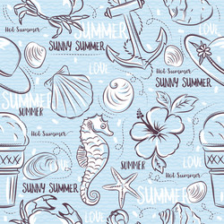 seamless patterns with summer symbolsshels vector image