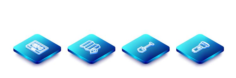 set isometric line gps device with map location vector image