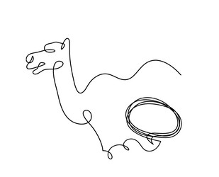 silhouette of abstract camel with comment as line vector image