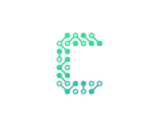 C Circuit Logo - Digital Connection vector image