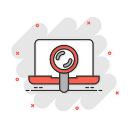 computer search icon in comic style laptop vector