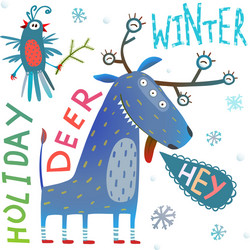 monster reindeer year funny winter Vector Image