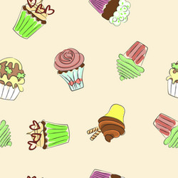 abstract seamless pattern with colorful cupcakes vector image