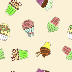 Abstract seamless pattern with colorful cupcakes vector