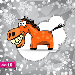 Cartoon horse symbol of 2014 winter backdrop vector