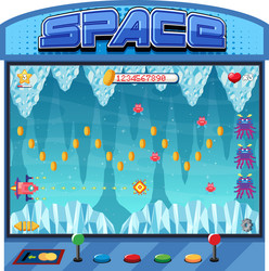 retro arcade pixel space game interface vector image
