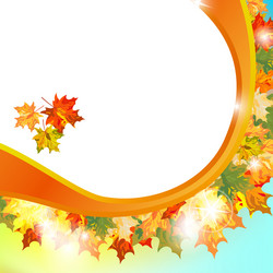 Autumn background with round frame and maple Vector Image