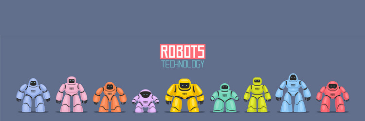 background of colorful different robots vector image