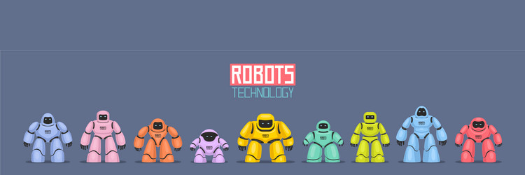 Background of colorful different robots vector