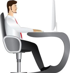 Man Working on Computer vector image