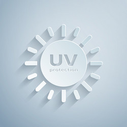 Paper cut uv protection icon isolated on grey vector