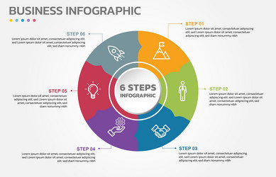visual data presentation cycle diagram with 6 vector image