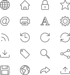 Web Thin Icons Set vector image