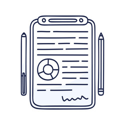 A document with diagram and text next to which vector