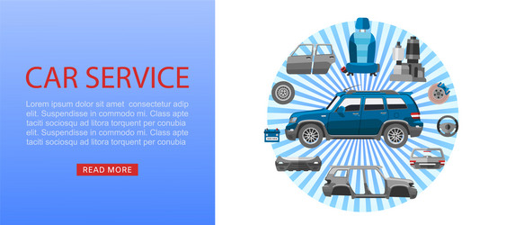 car spares and auto parts web banner vector