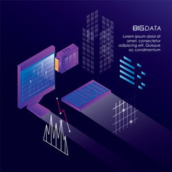 computer desktop with data center icons vector image