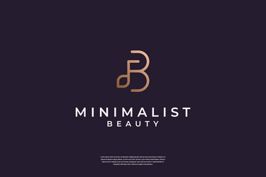 luxury initial b and leaf logo design with simple vector image