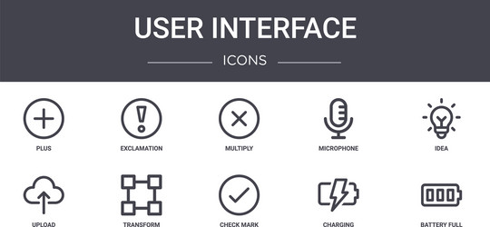 user interface concept line icons set contains vector image