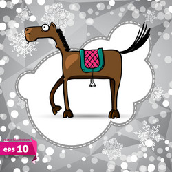 Cartoon horse symbol of 2014 winter backdrop vector