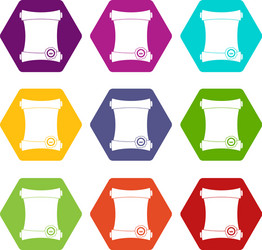 paper scroll with wax seal icon set color vector image