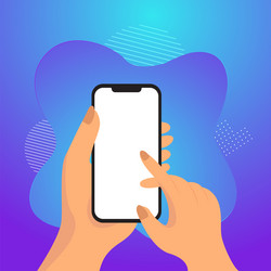 smartphone using hands showcase mockup template vector image