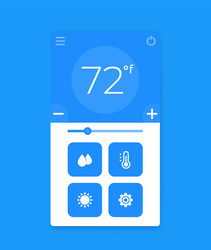 Thermostat app interface mobile ui vector