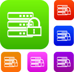 database with padlock set collection vector image