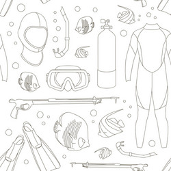 Boy scuba diving summer coloring page for kids Vector Image