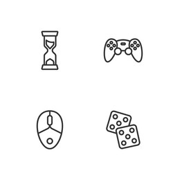 set line game dice computer mouse old hourglass vector image