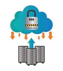 cloud computing padlock web hosting design vector