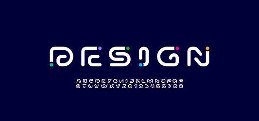 Cyberpunk Digital Font Alphabet Vector Image