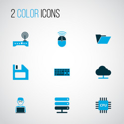hardware icons colored set with man notebook vector image