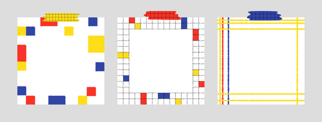 Set of blank notepad in piet mondrian style vector