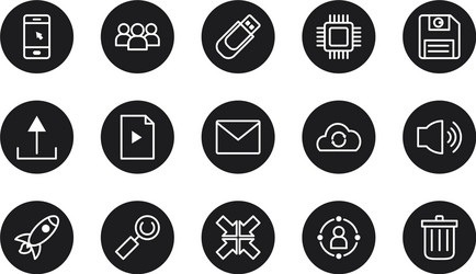 Speaker and user interface icon set block style vector