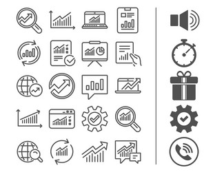 analysis line icons charts reports and graphs vector image