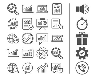 analysis line icons charts reports and graphs vector