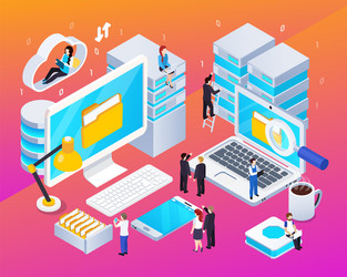 big data isometric composition vector image