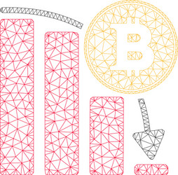 Bitcoin falling chart mesh network model vector