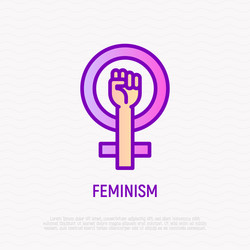 feminism thin line icon girl power symbol modern vector