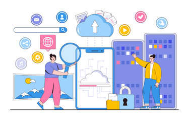 flat business technology mobile cloud computing vector image