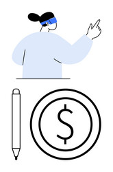 futuristic professional using virtual reality vector image