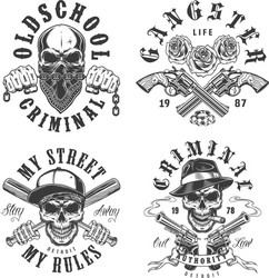 Gangster Emblems & Skull Collection Vector Image