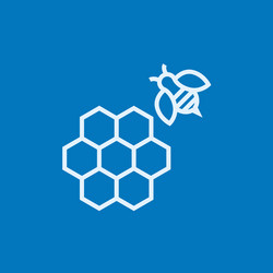 Honeycomb and bee line icon vector