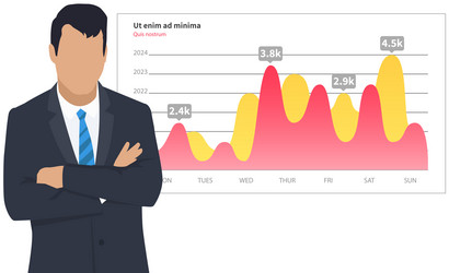 Man analyses digital report with data statistical vector